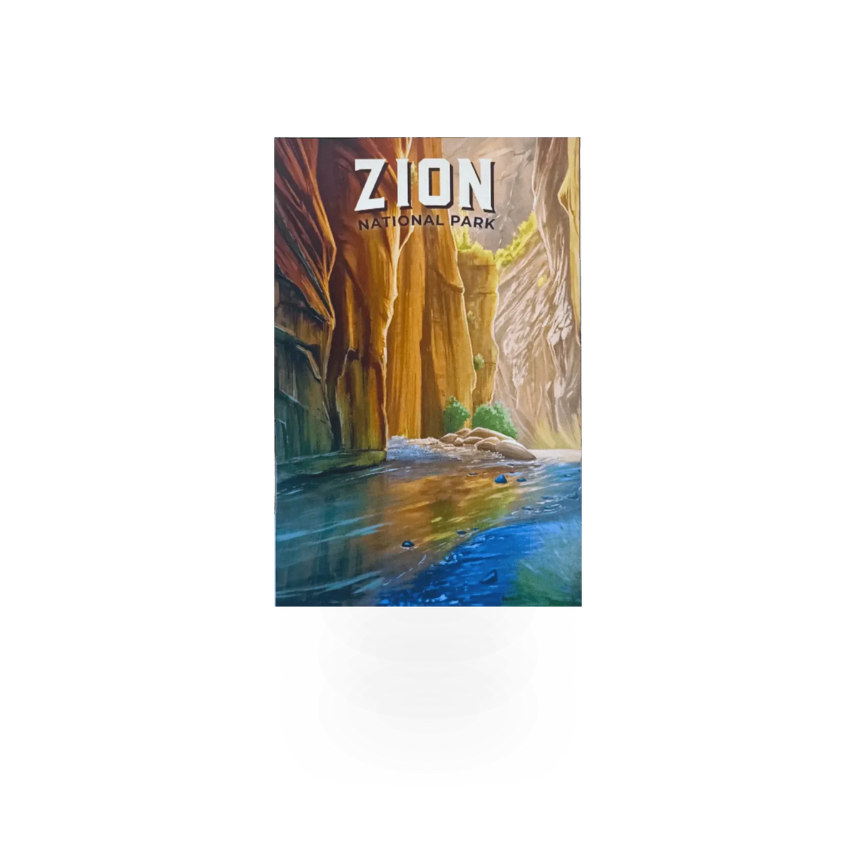 Lantern Press postcard featuring The Narrows scenic landscape, with detailed imagery of rugged cliffs and flowing river.