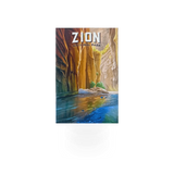 Lantern Press postcard featuring The Narrows scenic landscape, with detailed imagery of rugged cliffs and flowing river.