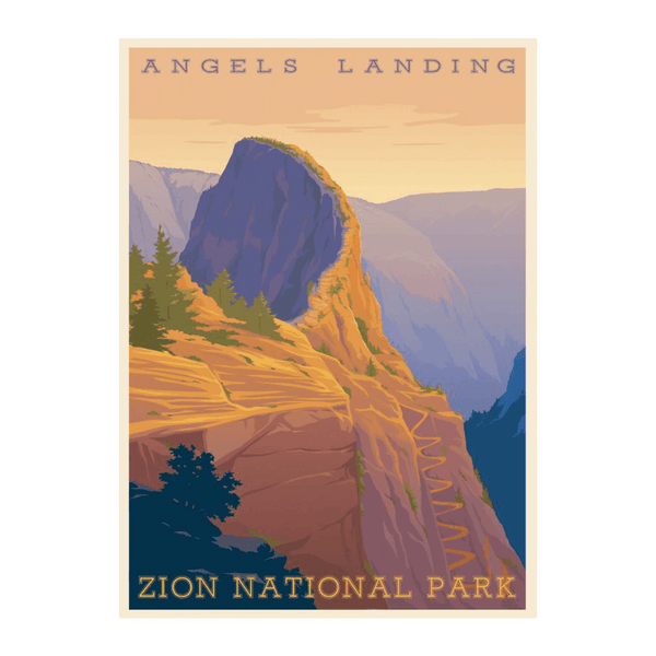 Poster - Retro Angels Landing - 77518-38F - Zion Natl Park Forever Project