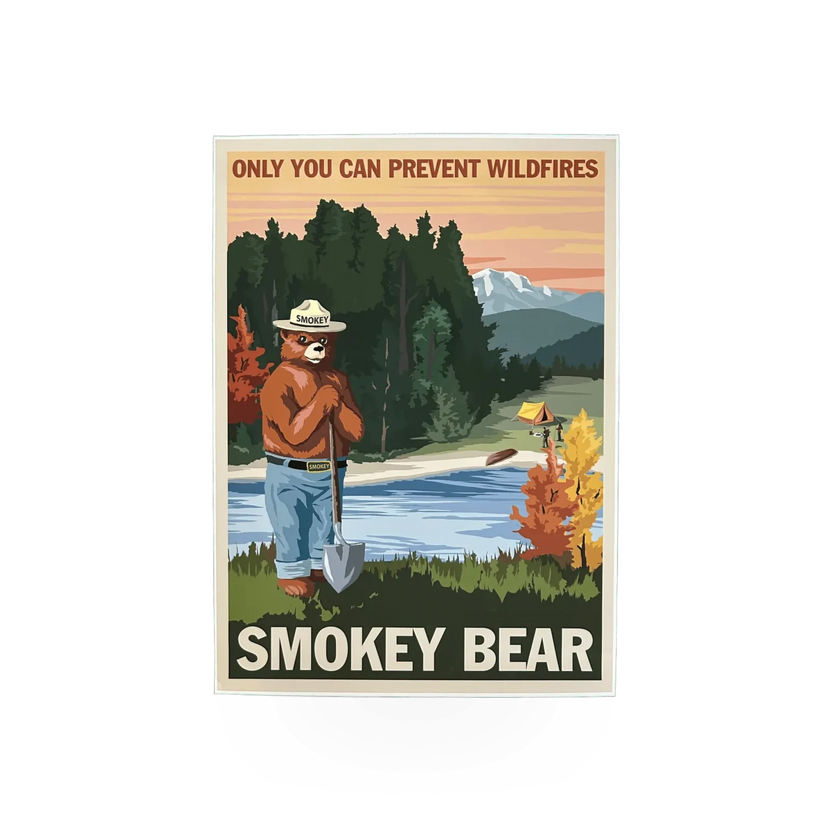 Smokey Bear poster by Impact Photographics featuring Smokey Bear illustration on paper, suitable for framing or wall display.