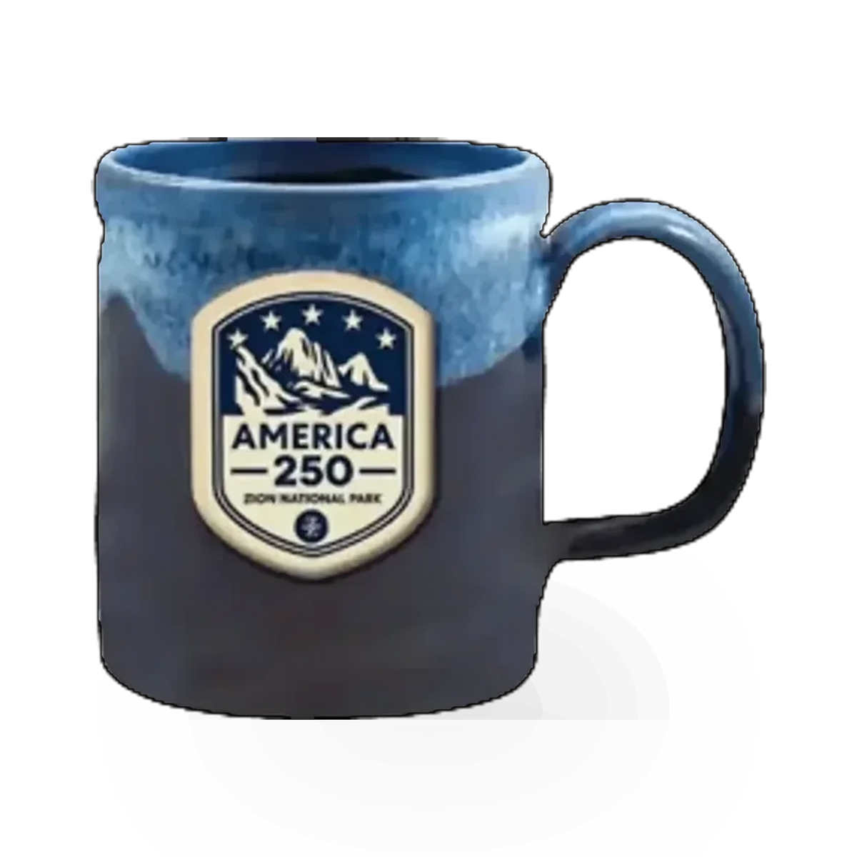 Deneen Pottery Deneen America 250 theme mug with earthy tones and detailed design, ceramic mug for hot beverages.