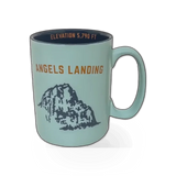 Smith Western etched Angels Landing theme mug featuring detailed mountain and angel design in ceramic material.