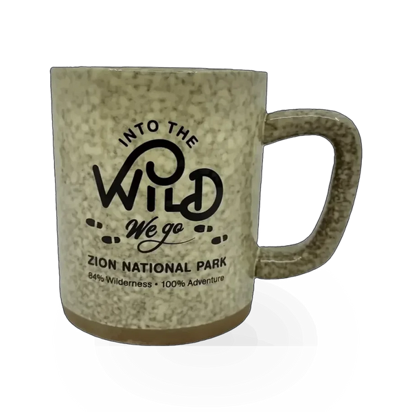 Impact Photographics Into The Wild themed mug with wilderness design and bold colors, showcasing a nature-inspired coffee cup.