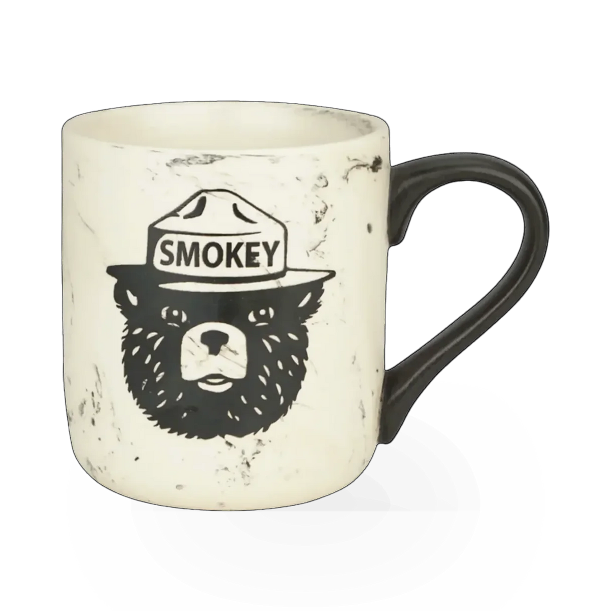 Marble Smokey Bear themed mug by Impact Photographics, featuring a marble pattern and Smokey Bear illustration.