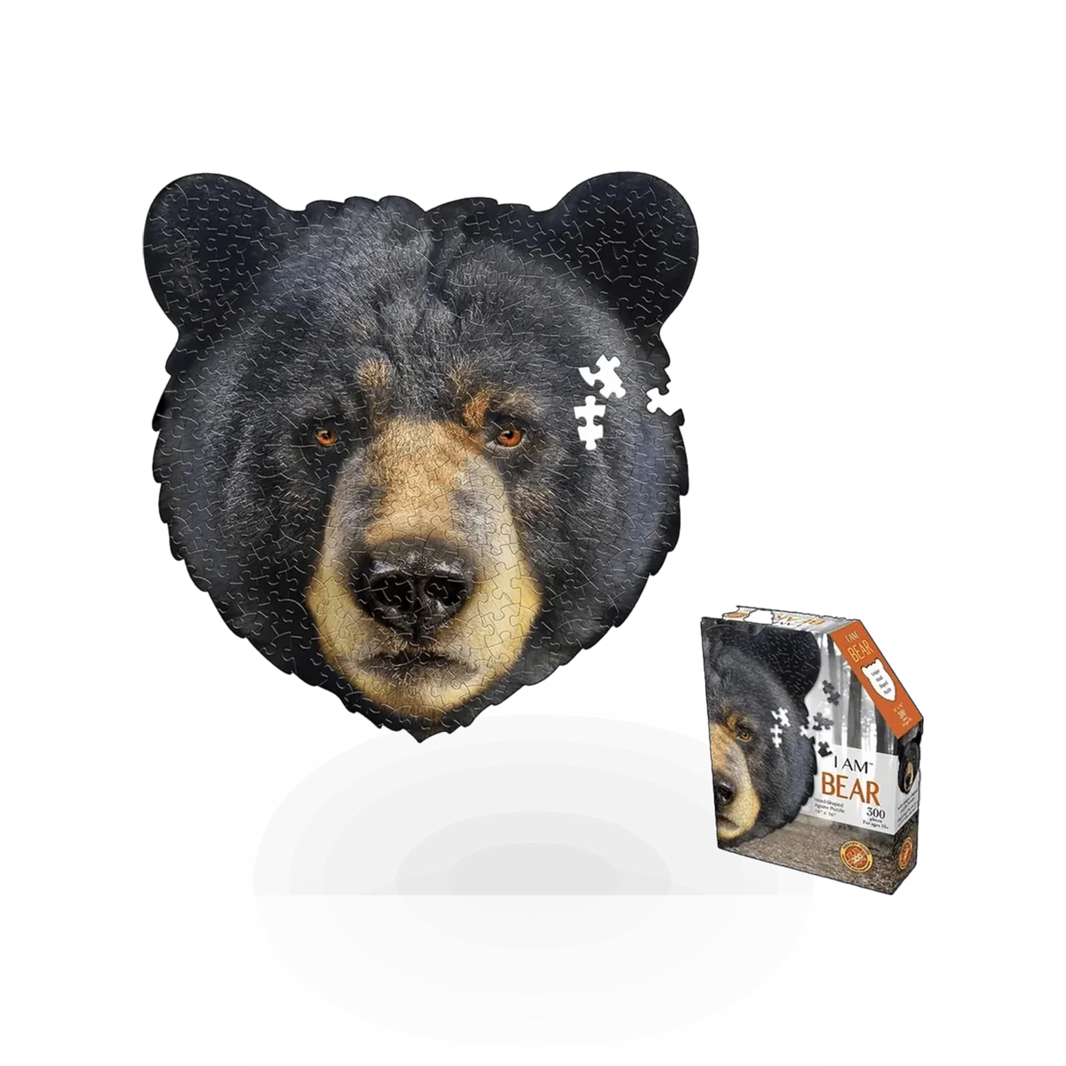 300-piece I Am Black Bear puzzle by Madd Capp Games, featuring a detailed illustration of a black bear for family fun.