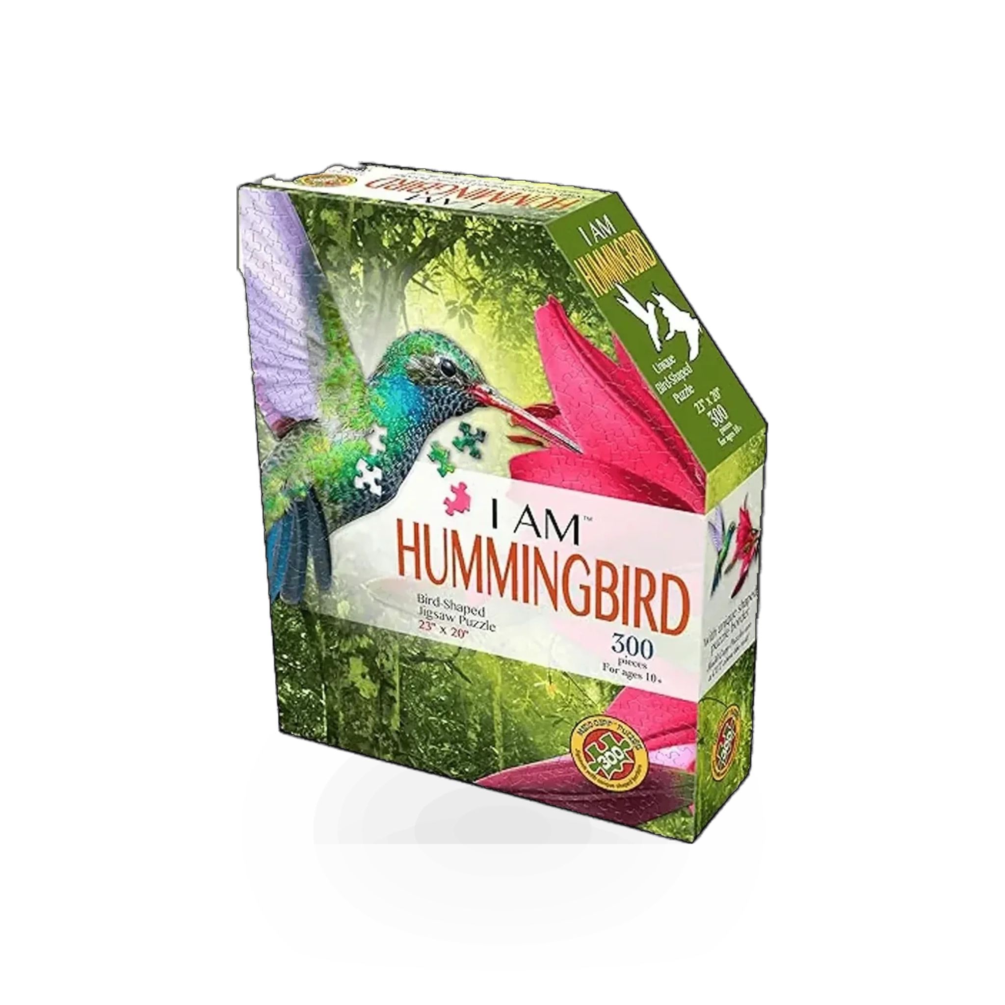 300-piece I Am Hummingbird puzzle by Madd Capp Games, featuring a detailed image of a vibrant hummingbird for recreational use.