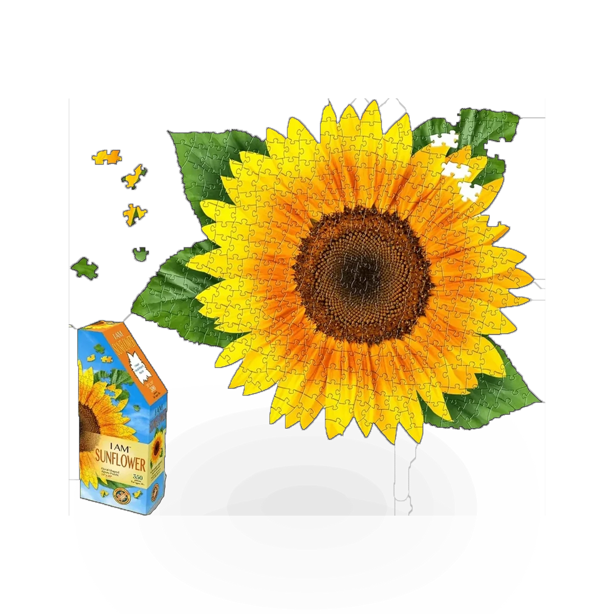 Colorful sunflower-themed puzzle from Madd Capp Games titled "I Am Sunflower," featuring vibrant sunflower illustrations on the box.