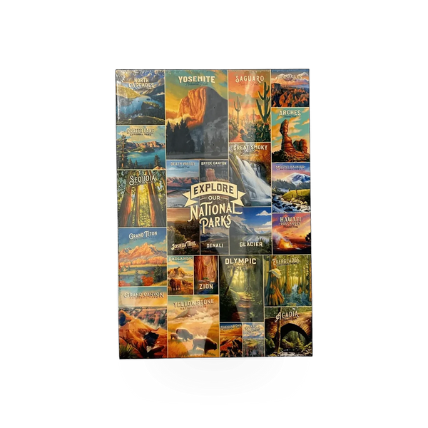 Lantern Press National Parks 111628-1000-piece puzzle showcasing iconic park images, assembled and ready for display.