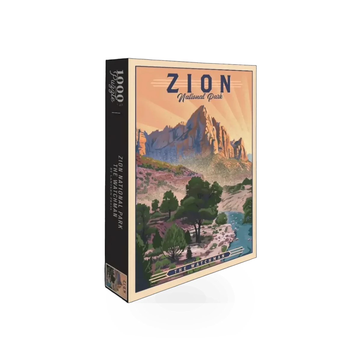 1000-piece Lantern Press puzzle featuring The Watchman, a detailed visual artwork by VA depicting a scenic landscape scene.
