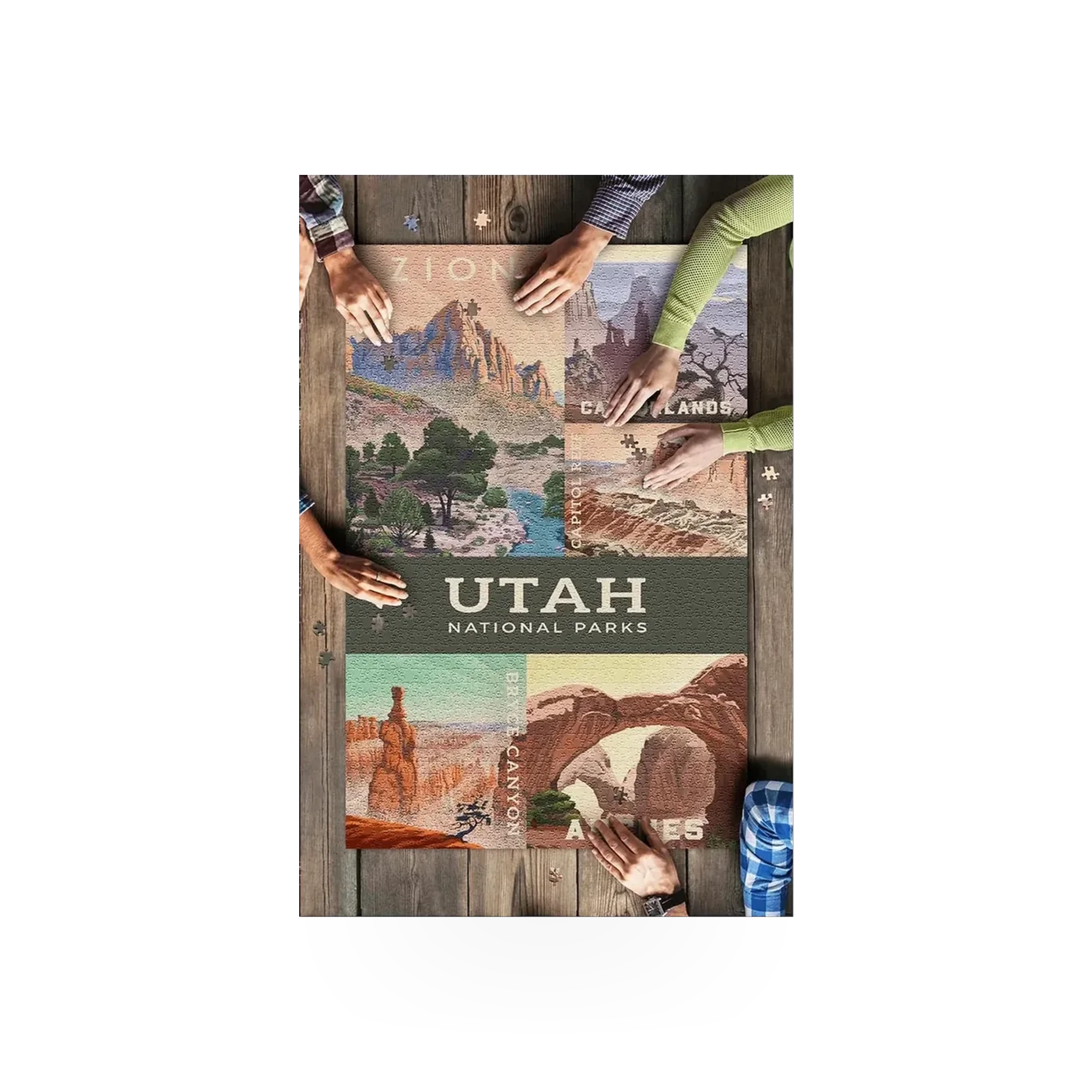 Lantern Press Utah Parks Art Puzzle featuring vibrant images of Utah national parks and scenic landscapes.
