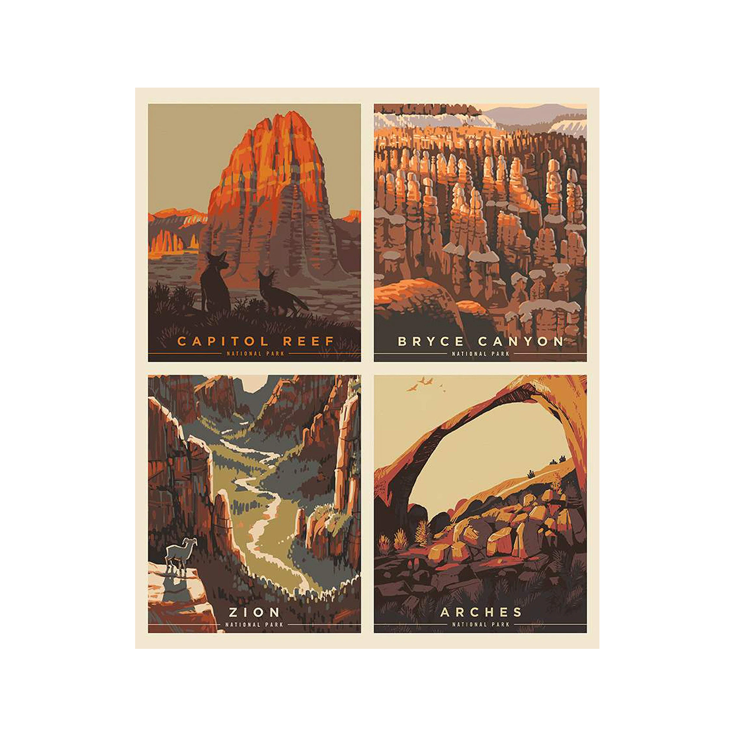 Fabric - Prints 4 Panel Set - Zion Natl Park Forever Project