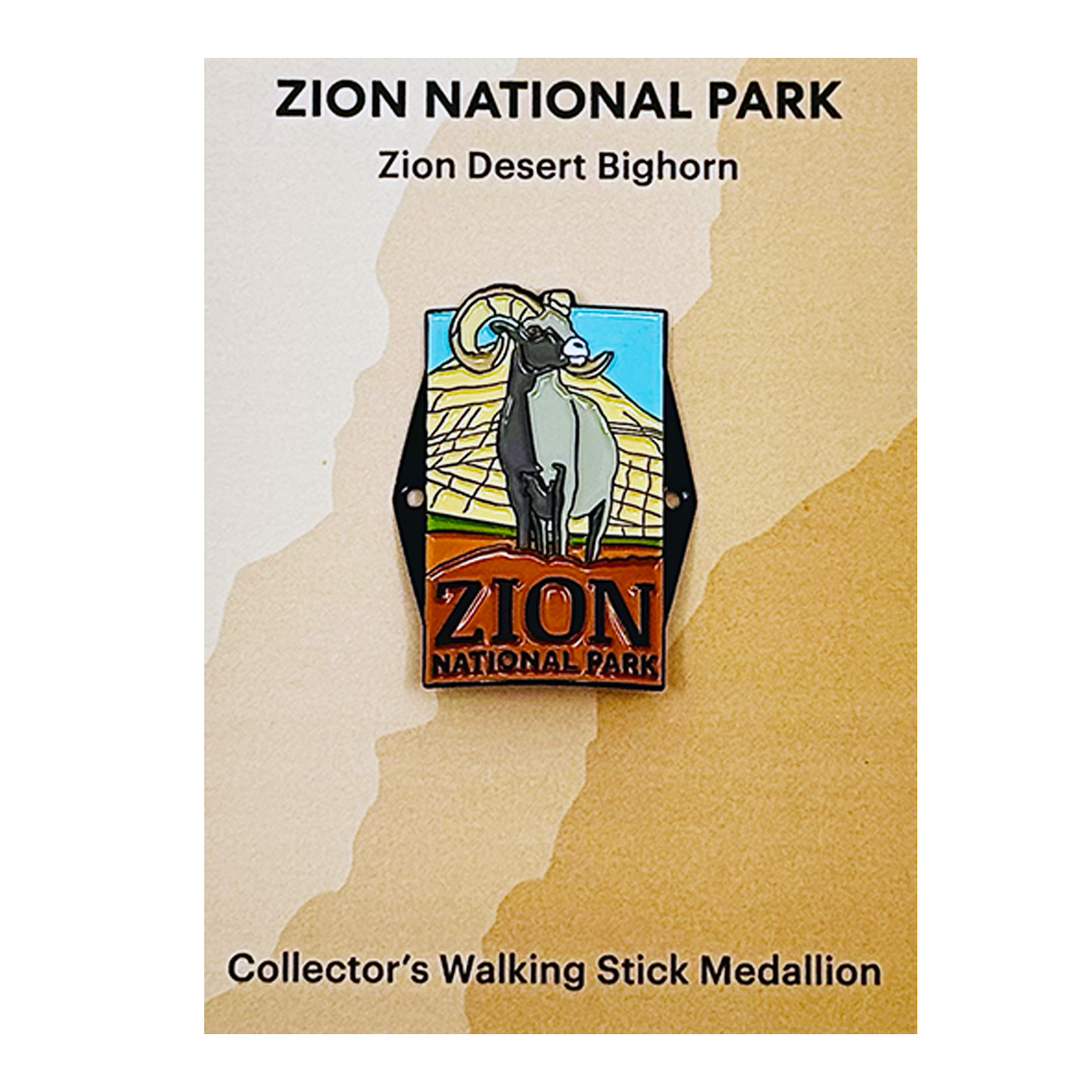 Hiking Stick Medallion - Checkerboard Bighorn - Zion Natl Park Forever Project