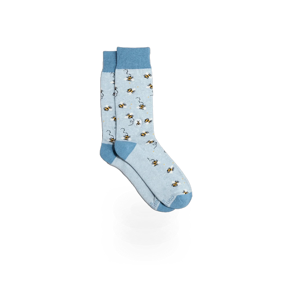Conscious Step bees theme sock featuring a colorful bee pattern on soft fabric, perfect for casual wear.
