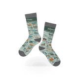 Colorful McGovern Maps National Parks themed sock featuring scenic park illustrations and nature-inspired designs.
