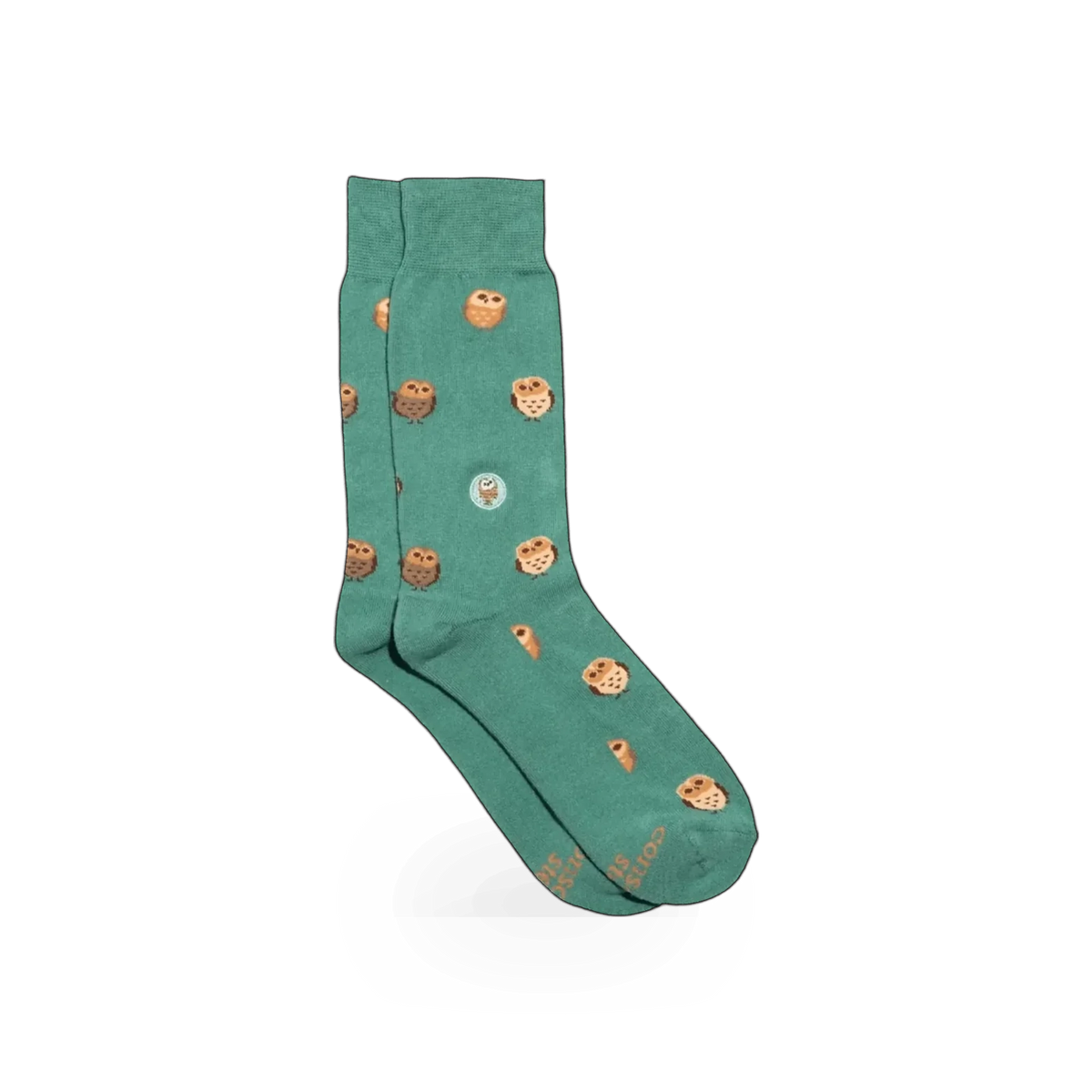 Conscious Step owl-themed socks featuring a colorful owl pattern on soft fabric for comfortable wear.