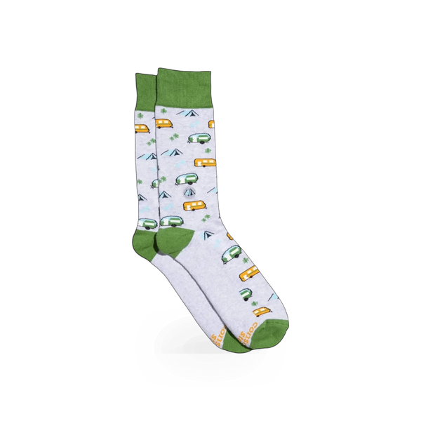 Conscious Step Parks theme sock featuring a colorful park scene, made from soft, breathable fabric for comfortable wear.