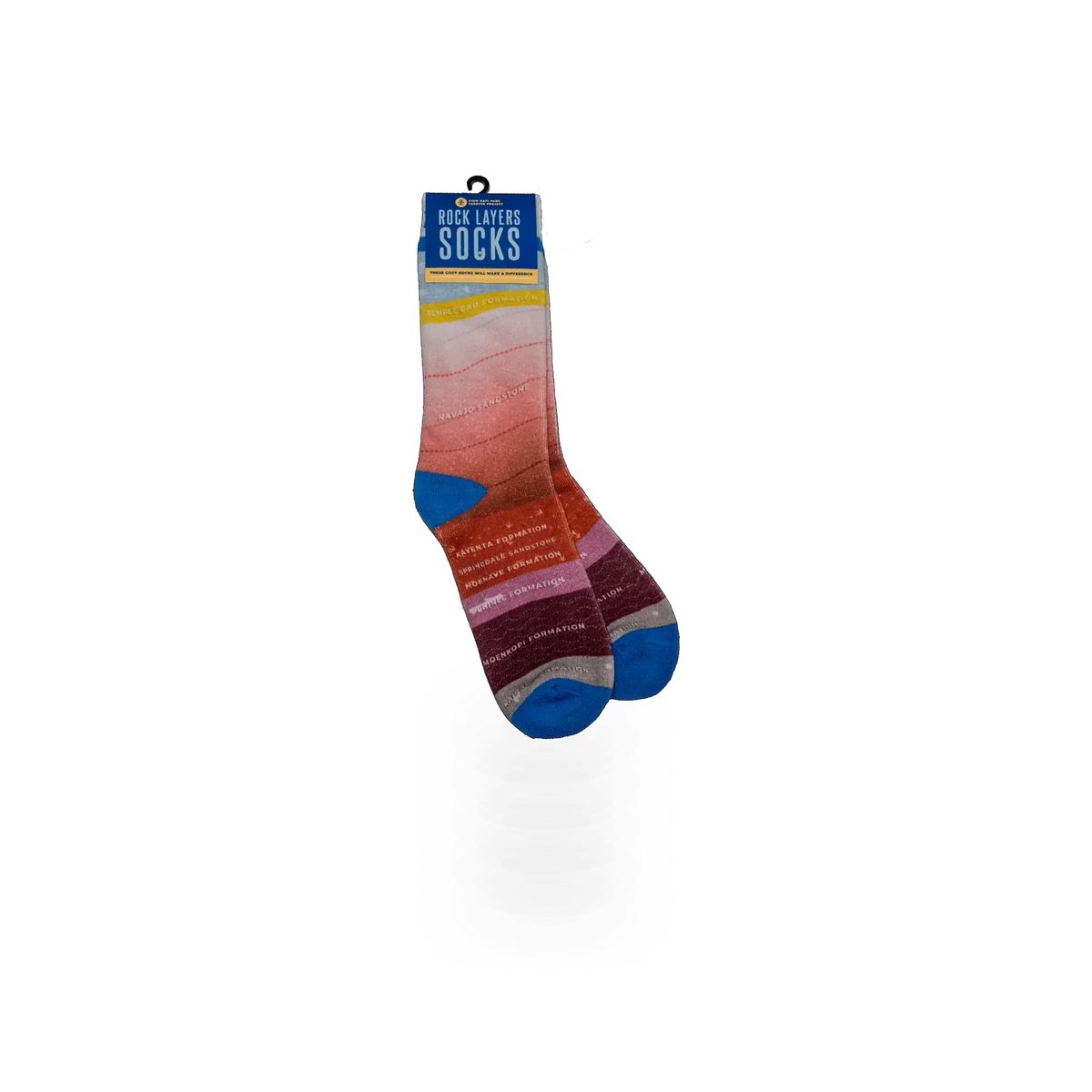 Smith Western Zion Rock Layers sock featuring a colorful layered rock pattern, perfect for casual wear.