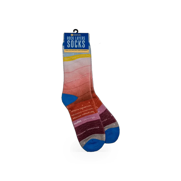 Smith Western Zion Rock Layers sock featuring a colorful layered rock pattern, perfect for casual wear.