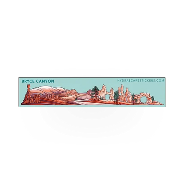 Small Hydrascape Bryce Canyon sticker featuring a vibrant mountain landscape design, ideal for water bottles or laptops.