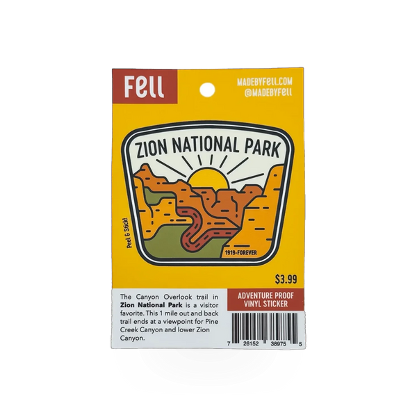 Fell Canyon Overlook sticker featuring mountain landscape design, ideal for decorating laptops, water bottles, or notebooks.