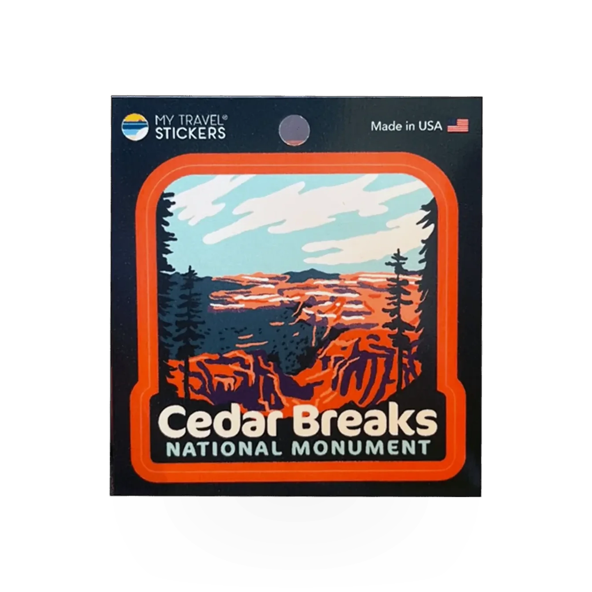 Cedar Breaks overlook sticker by My Travel Stickers, featuring scenic landscape of Cedar Breaks National Monument.