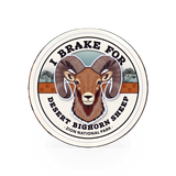 My Travel Stickers I Brake for Bighorn Sheep sticker featuring a bighorn sheep illustration on a white background