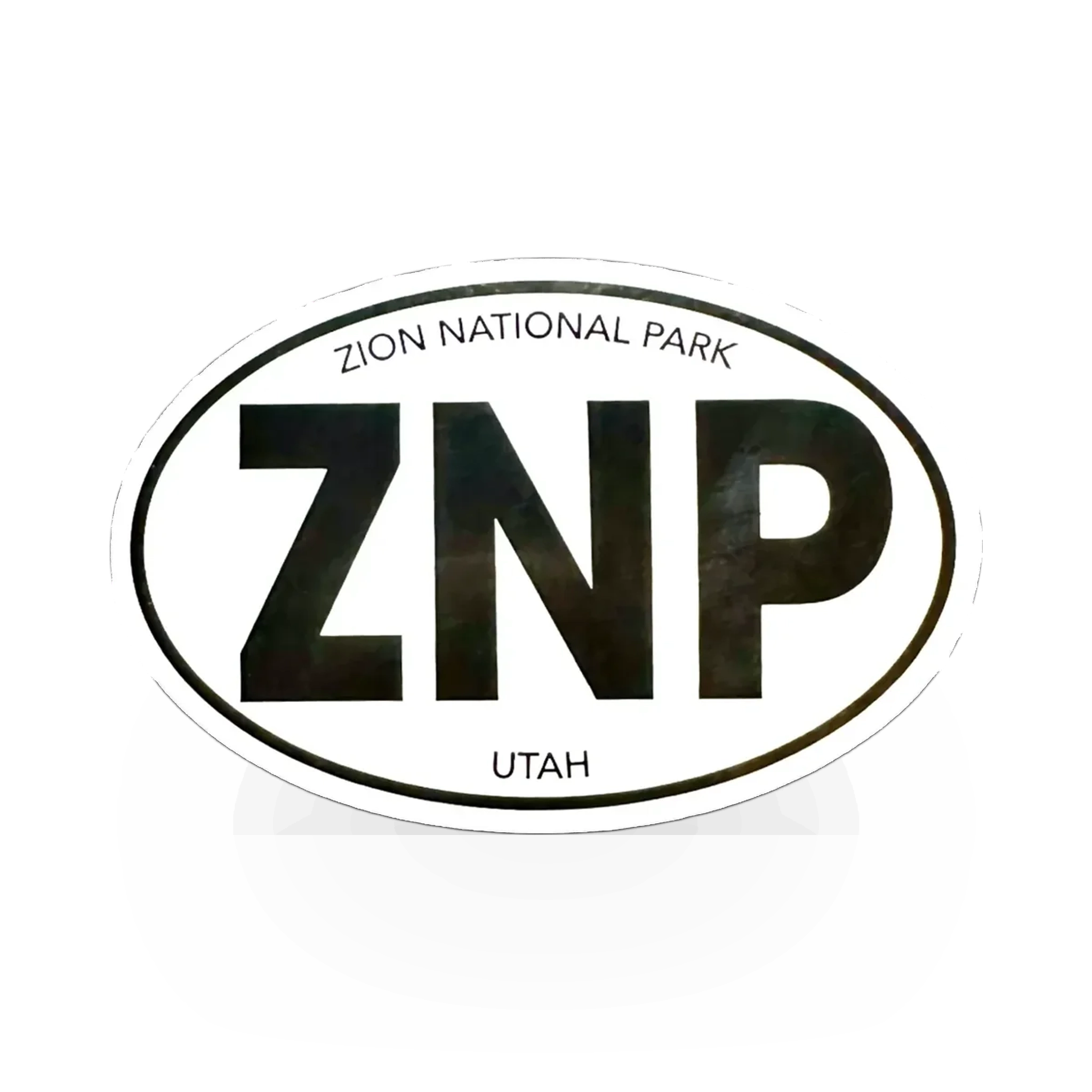 Black and white oval sticker with Impact Photographics branding and ZNP design, featuring a sleek, professional appearance.
