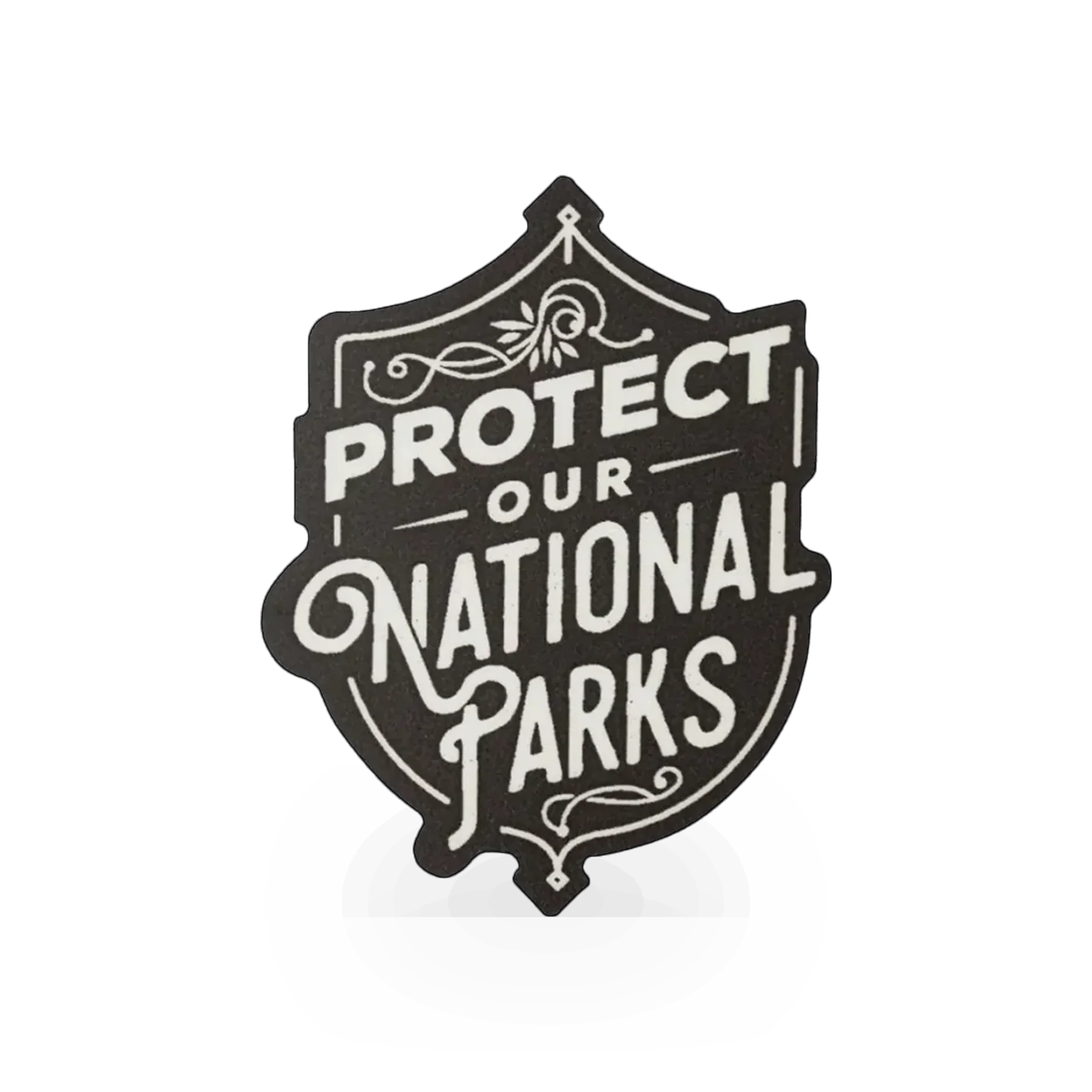 Sticker featuring "Protect Our Parks" message by Lantern Press, showcasing a nature-themed design for environmental awareness.