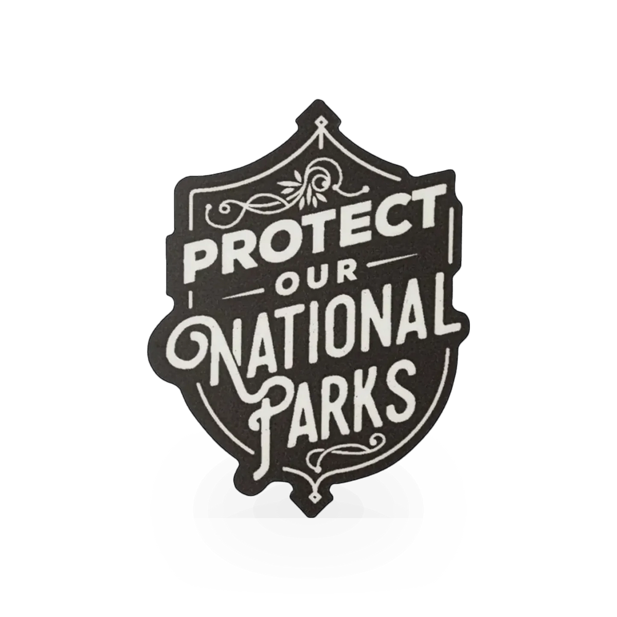 Sticker featuring "Protect Our Parks" message by Lantern Press, showcasing a nature-themed design for environmental awareness.