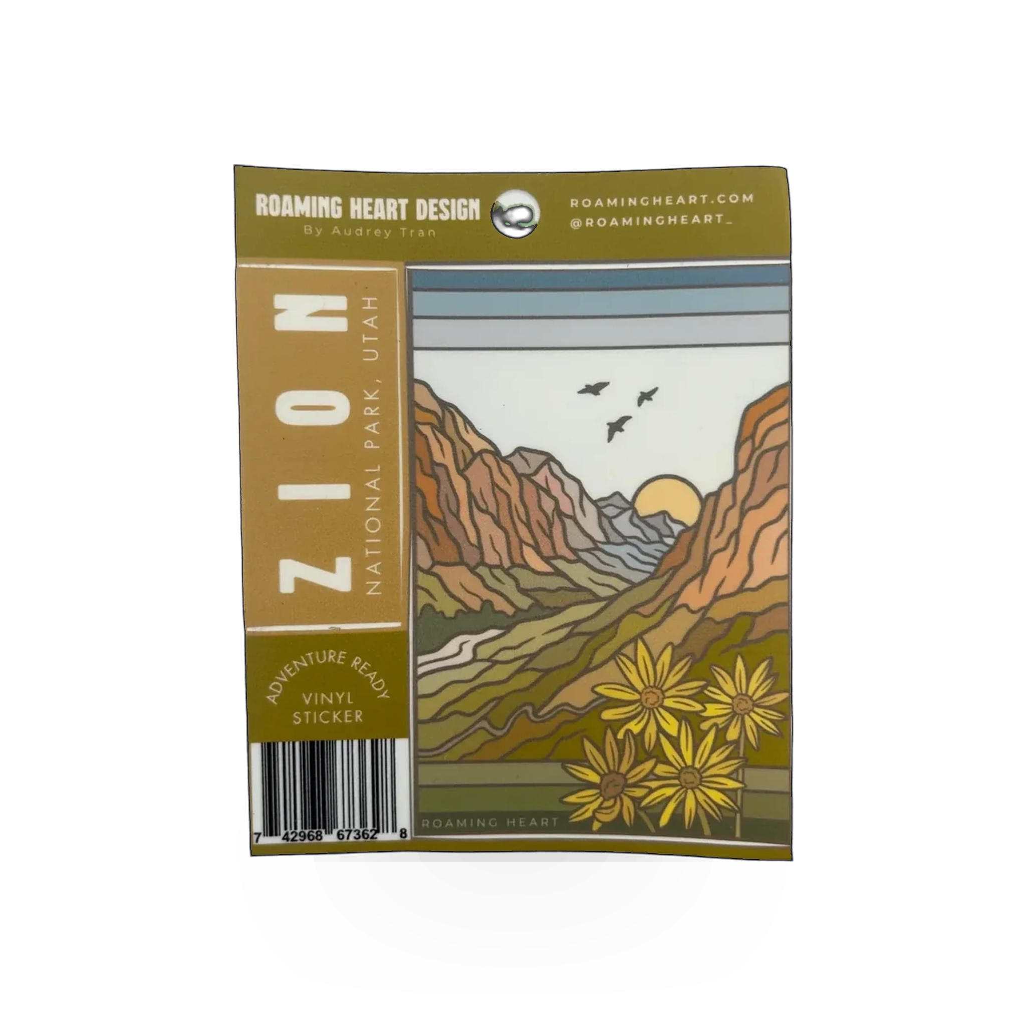 Roaming Heart Zion sticker featuring a colorful heart design on a clear background, perfect for decorating notebooks or laptops.