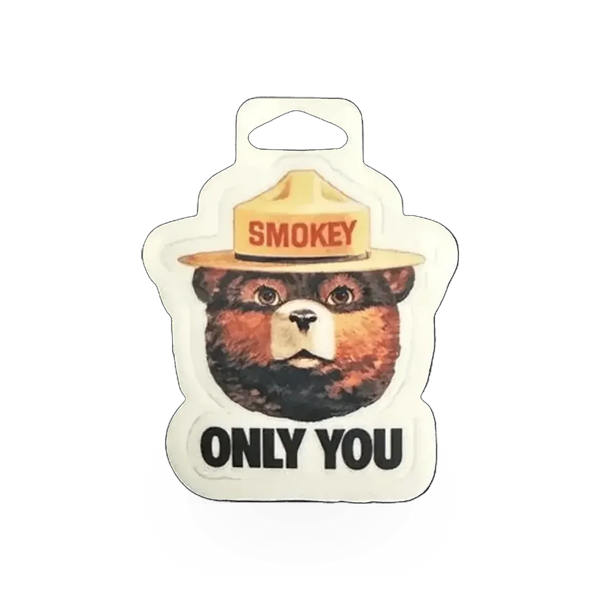 Smokey Bear CEBR sticker by Impact Photographics featuring Smokey Bear image and bold lettering on a white background