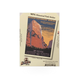 WPA Zion art sticker by Ranger Dougs Enterprise featuring vibrant Zion National Park landscape design.