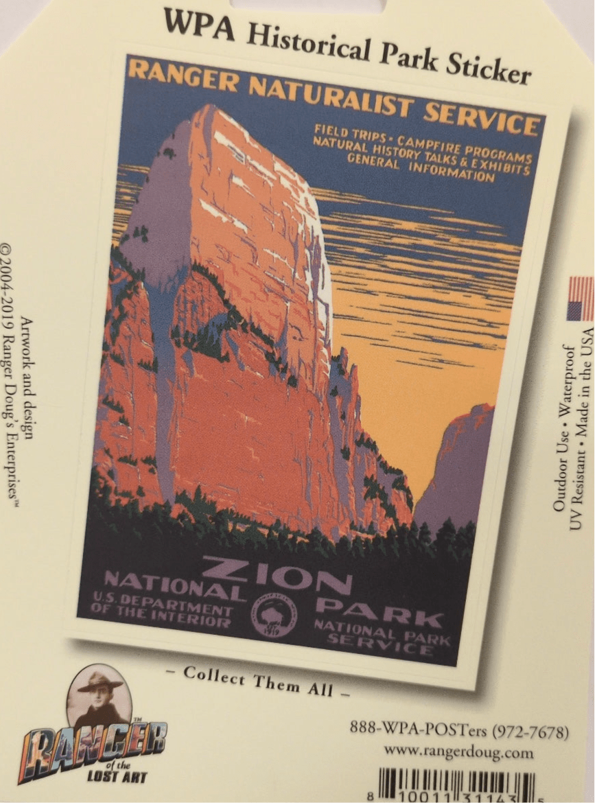 Sticker - WPA - Zion Art - D - Zion Natl Park Forever Project