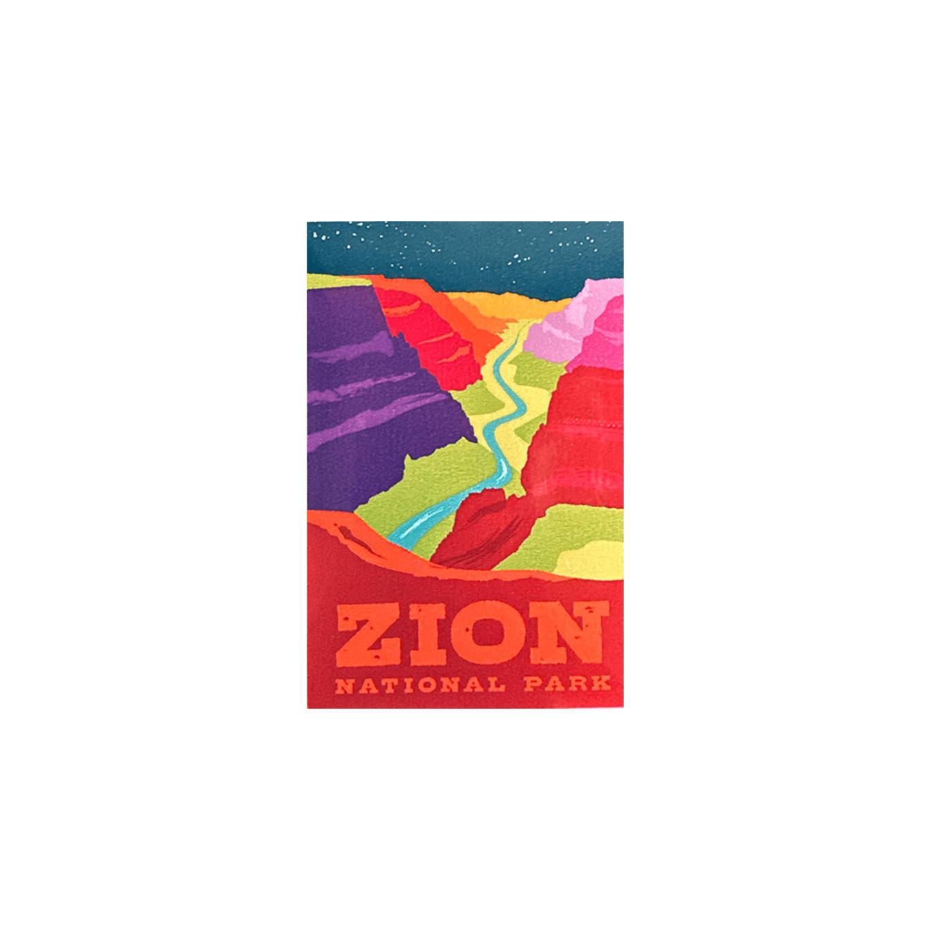 Sticker - Zion Canyon Neon Night - Zion Natl Park Forever Project