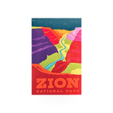Neon night Zion Canyon sticker from My Travel Stickers VA collection, featuring vibrant colors and canyon landscape design.