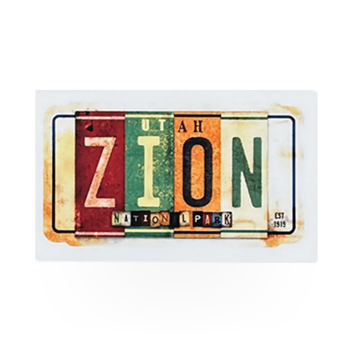 Impact Photographics Zion License sticker featuring bold design and vibrant colors, ideal for personalizing vehicles or gear.