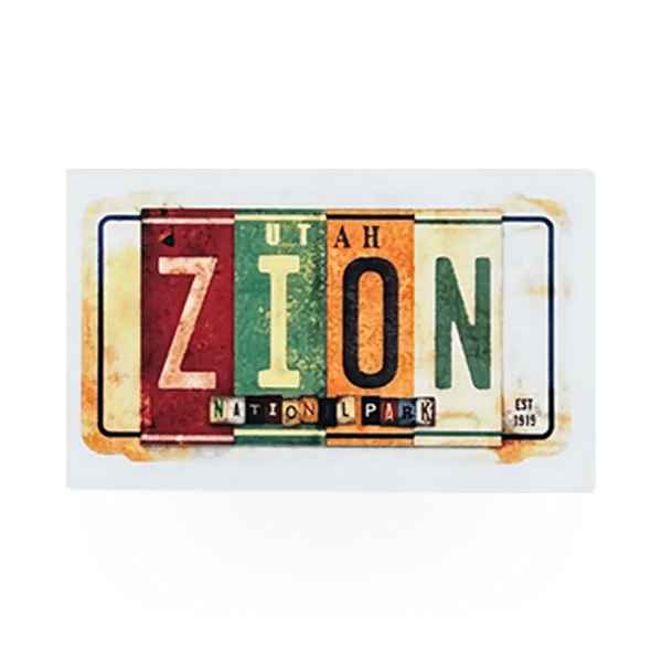 Impact Photographics Zion License sticker featuring bold design and vibrant colors, ideal for personalizing vehicles or gear.