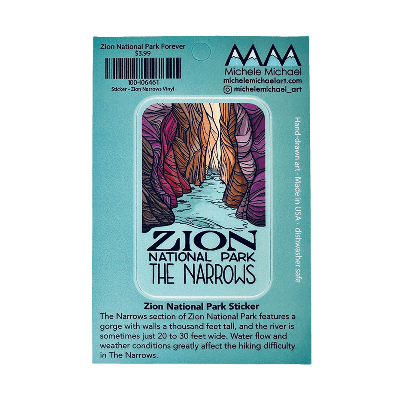 Sticker - Zion Narrows Vinyl - Zion Natl Park Forever Project