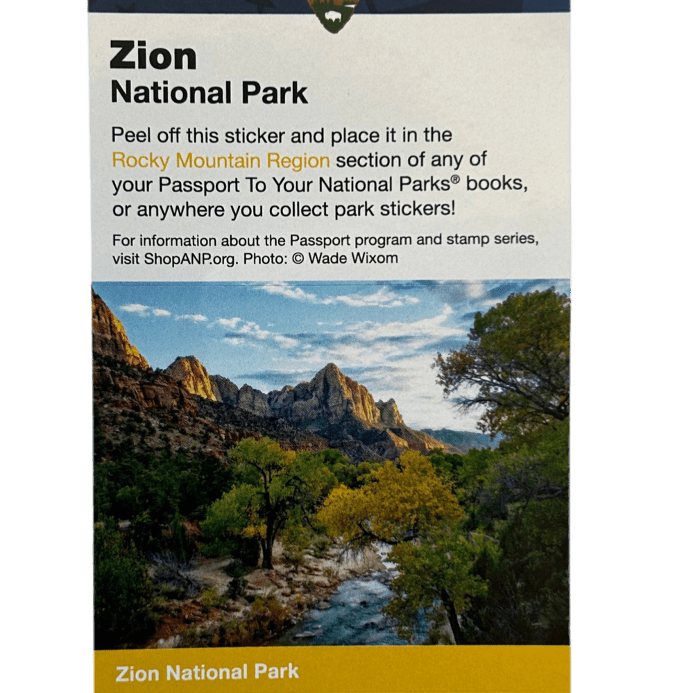 Sticker - Zion NP - Passport - Zion Natl Park Forever Project