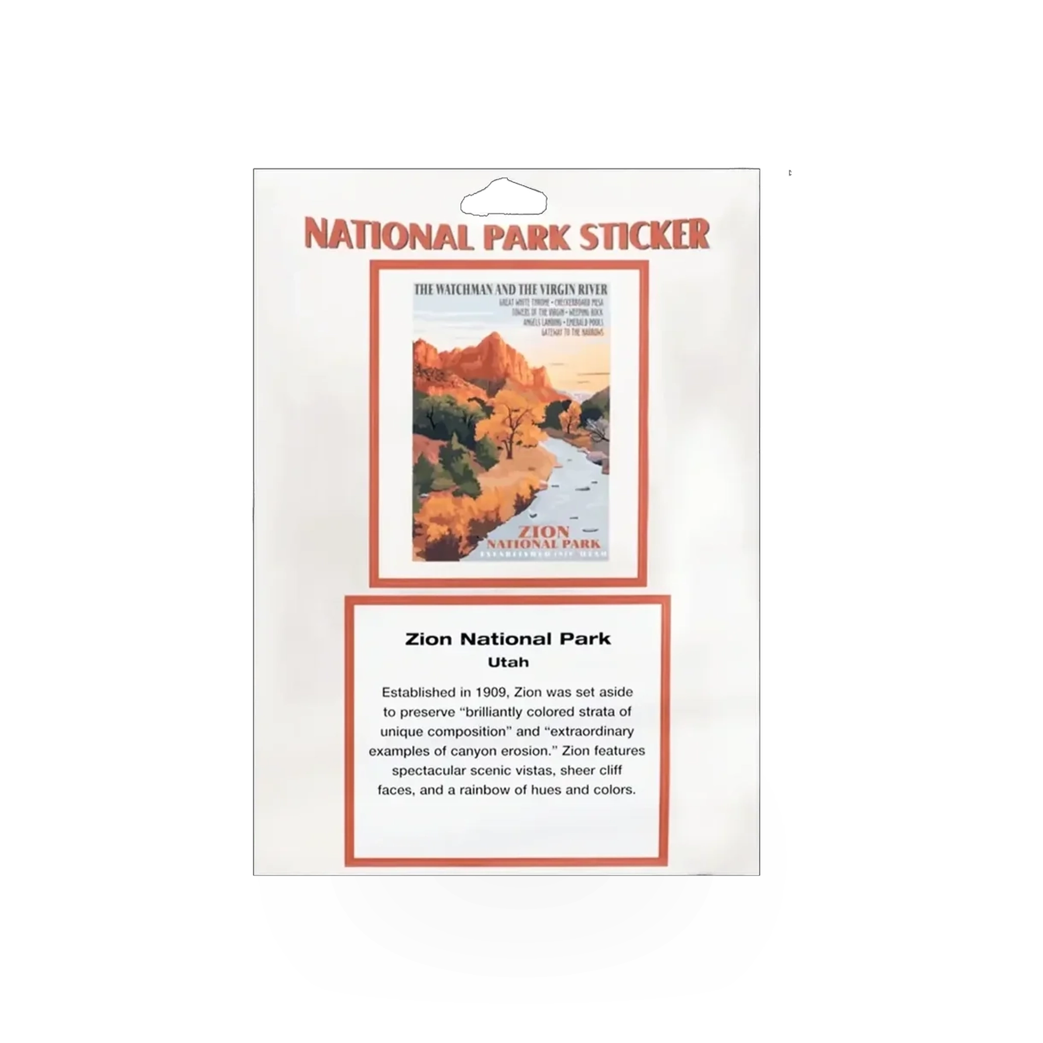 Impact Photographics Zion RR Passport sticker featuring bold red and black design with railroad imagery and text.