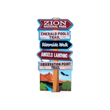Impact Photographics Zion Trail Sign sticker featuring a trail sign design with white lettering on a dark background.