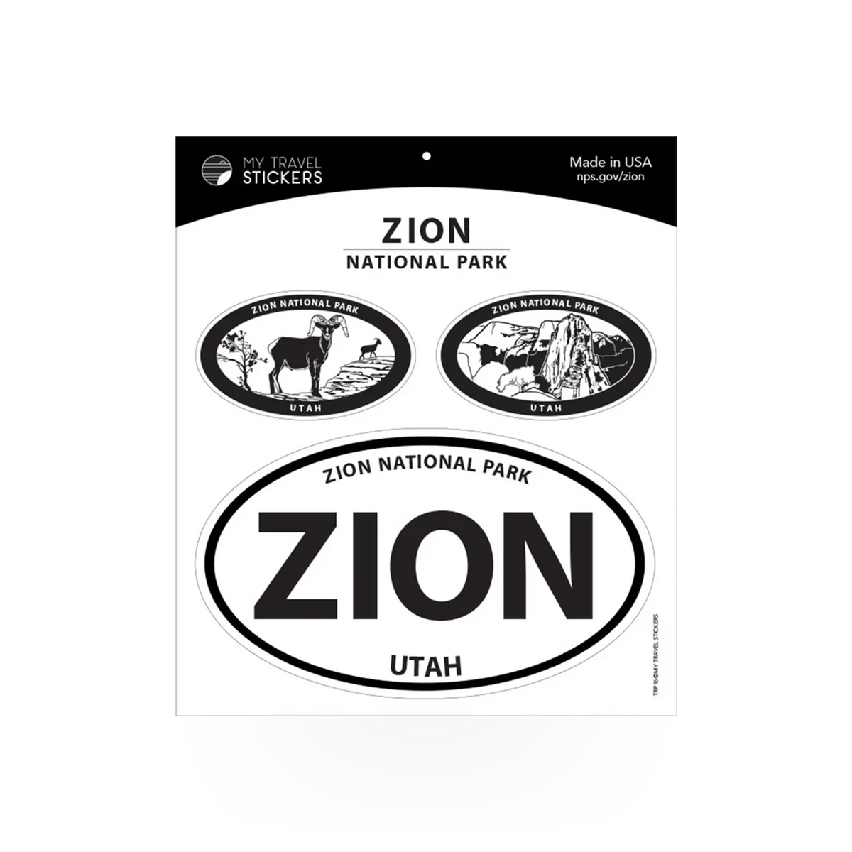 Zion Triple sticker by My Travel Stickers featuring a vibrant design of Zion National Park scenery for travel enthusiasts.