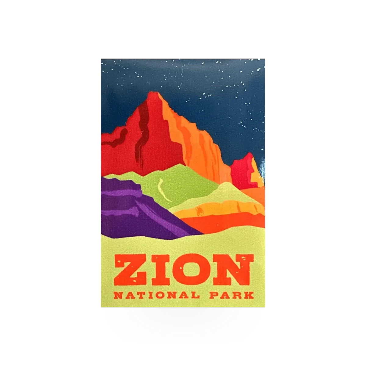 Neon Zion Watchman sticker by My Travel Stickers, featuring vibrant colors and design inspired by Zion National Park landmarks.