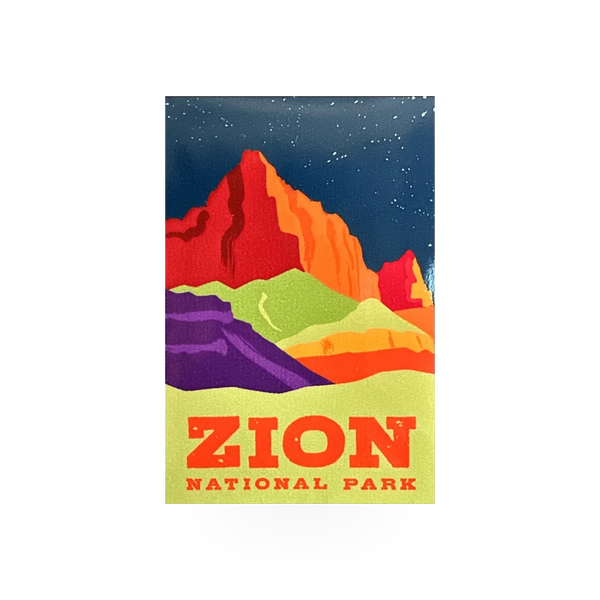 Neon Zion Watchman sticker by My Travel Stickers, featuring vibrant colors and design inspired by Zion National Park landmarks.