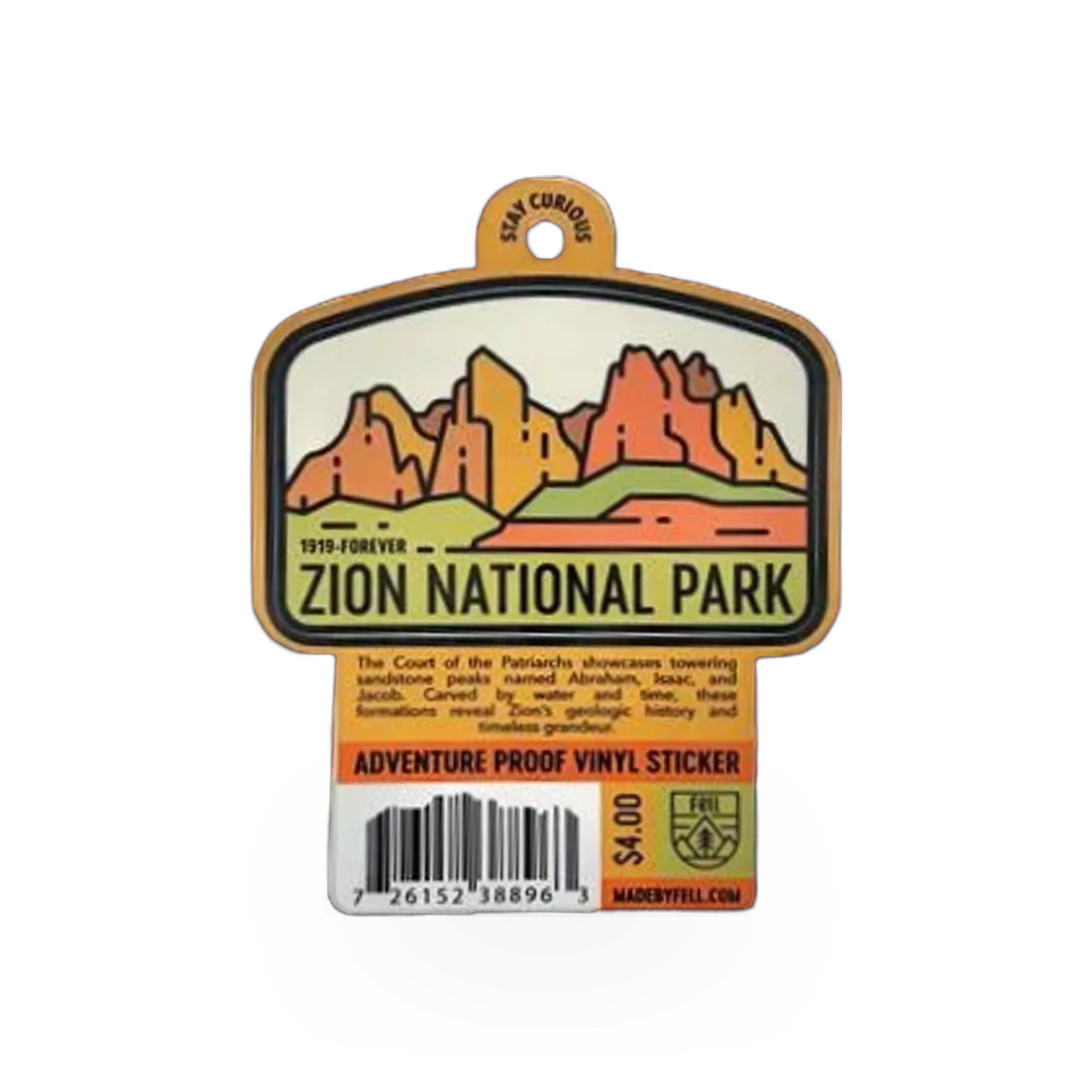 Fell Court of the Patriarchs Fell sticker featuring detailed artwork of the iconic landmark on a durable vinyl surface.
