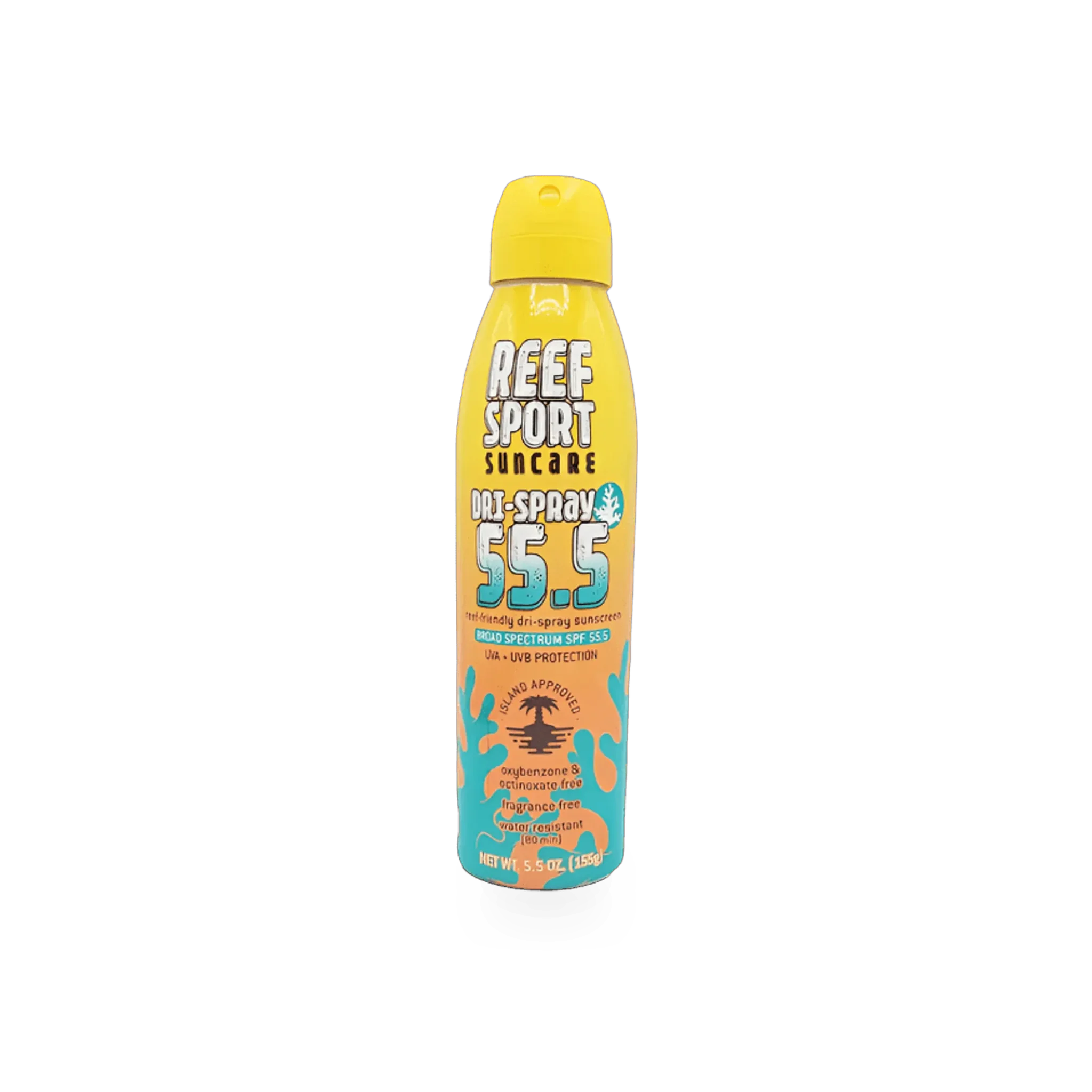 Wilcor International Reef Sport SPF 55.5 Dri-Spray sunscreen, safety product with broad-spectrum sun protection in a spray bottle