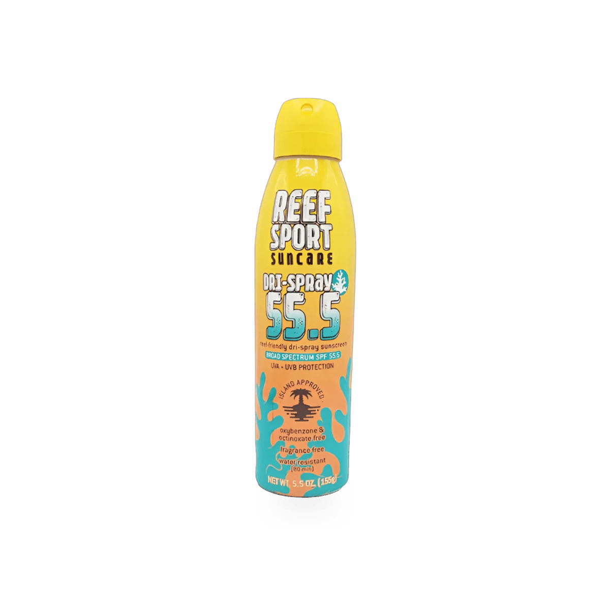 Wilcor International Reef Sport SPF 55.5 Dri-Spray sunscreen, safety product with broad-spectrum sun protection in a spray bottle