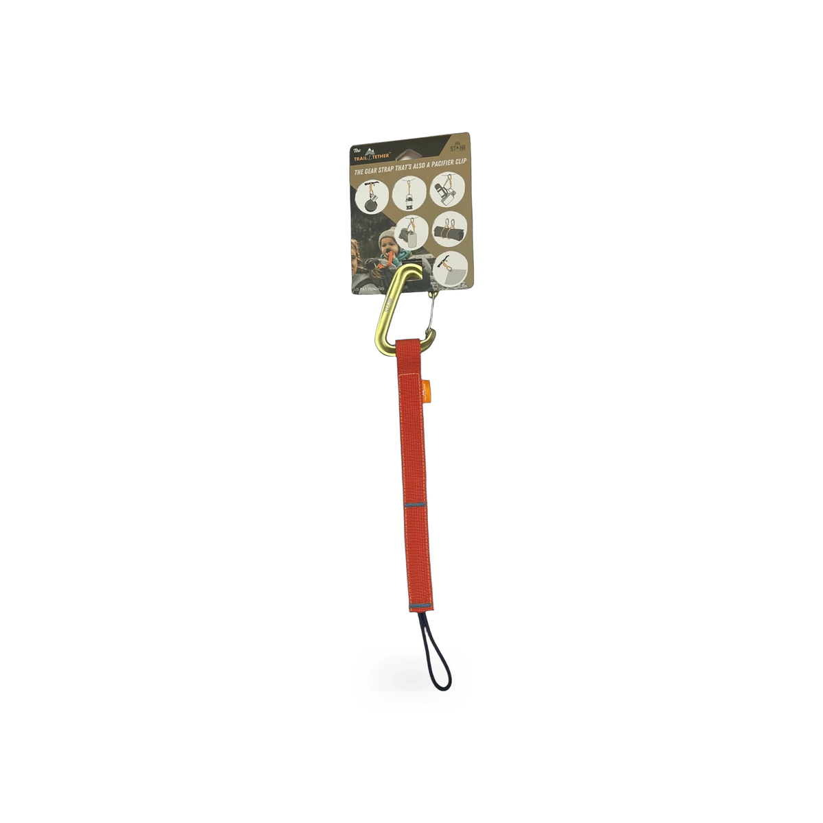 Red Trail Tether Clip safety tool from Stahr Outfitters, designed for secure attachment and safety in outdoor activities.
