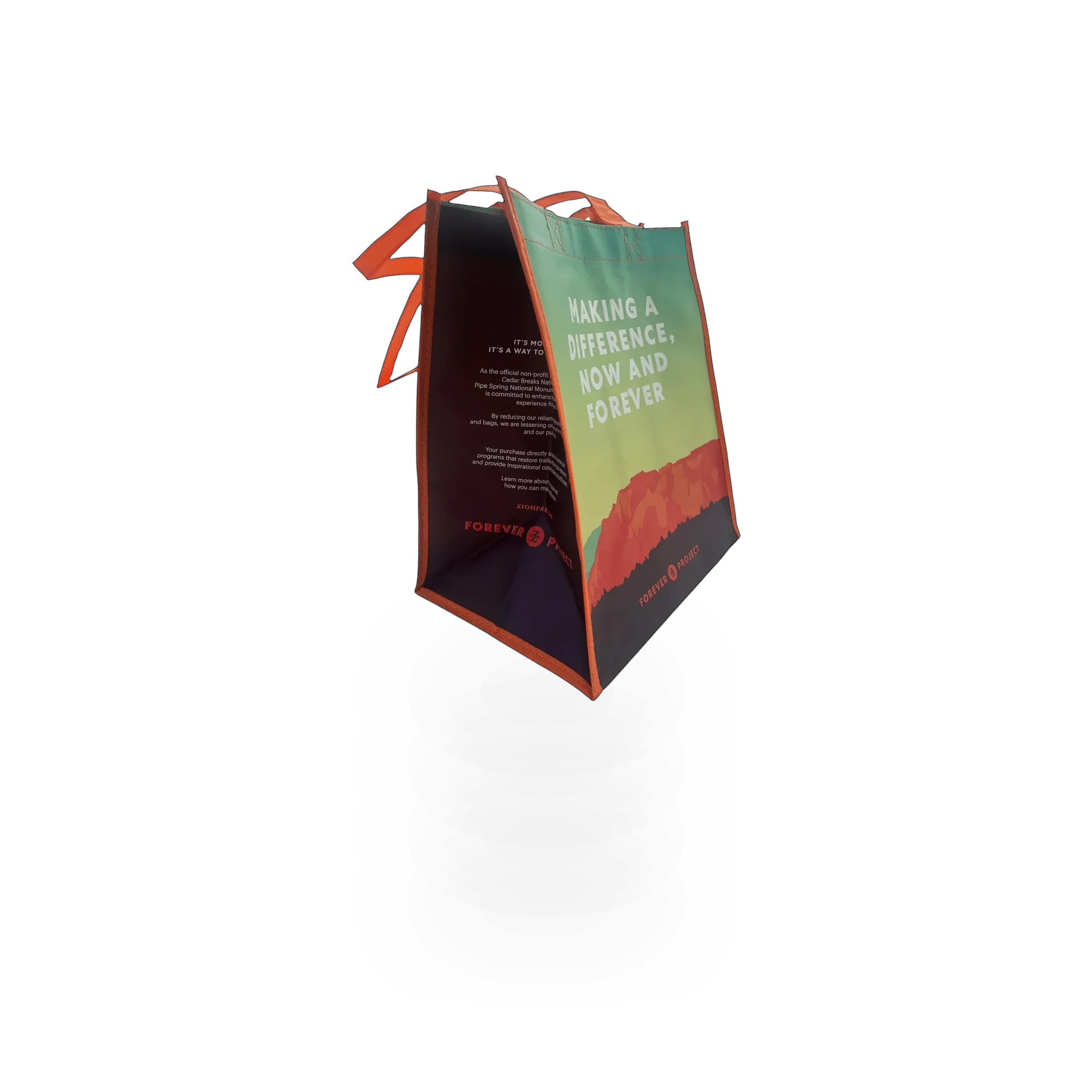 Large Impact Photographics tote merchandise bag with sturdy handles and spacious interior, ideal for carrying promotional materials.