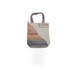 Impact Photographics tote bag featuring a rock layers theme with a colorful design, ideal for casual carrying.